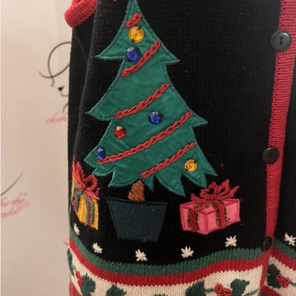 Kathy Lee. Size Medium. Christmas Sweater Vest. Ramie Cotton. Applique. B56 - Picture 3 of 7